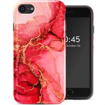 Selencia Coque arrière Vivid pour Apple iPhone SE (2022 / 2020) / 8 / 7 - Rosy Marble