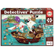 Puzzle de 50 piezas de detectives: Aventura en un barco pirata para niños - Nuevo