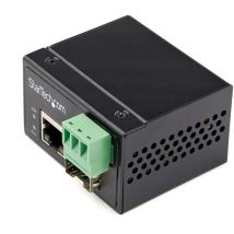 StarTech.com Convertisseur Fibre RJ45 Industriel - 100Mbps SFP vers Réseau Ethernet/Cat6 - Fibre Optique Mono Mode/Multi Mode vers Cuivre - 12-56V CC 
