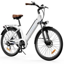 Bicicleta eléctrica urbana iScooter Ucitys, batería de 36 V y 13 Ah, control por aplicación - Blanca - Nuevo