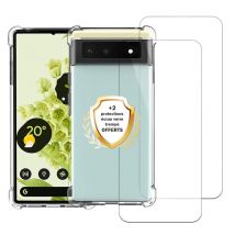 EVETANE Coque Google Pixel 6 Antichoc coins renforcés Silicone + 2 Vitres en verre trempé Protection écran