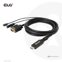 CLUB3D CAC-1712 cable de vídeo y adaptador 2 m VGA (D-Sub) + 3,5 mm HDMI + Micro-USB Negro - Nuevo