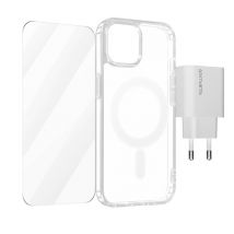 Pack 3 en 1 iPhone 15 Plus Funda MagSafe Cristal templado Cargador USB-C 20W - Nuevo