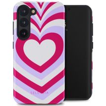Selencia Coque arrière Vivid pour Samsung Galaxy S23 - Double Hearts Rubine Red Lilac