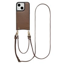 Selencia Coque de télephone Nova avec cordon et porte-cartes pour Apple iPhone 15 - Mocha Brown