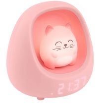 BigBen Despertador Digital para Niños con Luz Nocturna y 3 Melodías Relajantes Chat Rosa - Nuevo