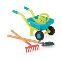 Carretilla de jardín infantil ECOIFFIER 4539 con regadera, rastrillo, pala de 70 cm, 2 ruedas y asas texturizadas - Nuevo