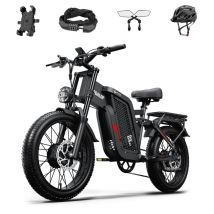 Bicicleta eléctrica de montaña Tifgalop F7 de doble motor, 2000 W, 20 pulgadas, suspensión total, neumáticos anchos y batería de 52 V y 24 Ah. - Nuevo