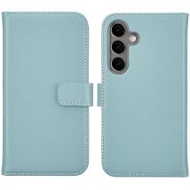 Selencia Étui portefeuille en cuir véritable pour Samsung Galaxy S25 - Air Blue