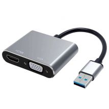 HEDEN USB 3.0 maschio / HDMI F + VGA F Adattatore HDMI 4k/30HZ, VGA 1920*1080P Gamma di borse - Nuovo