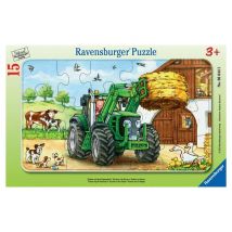 Puzzle Cadre 15 Pièces Tracteur à la Ferme - Jouet Éducatif pour Enfants