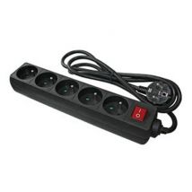 DEXLAN Multiprise de 5 prises avec interrupteur noire - 4,0 m