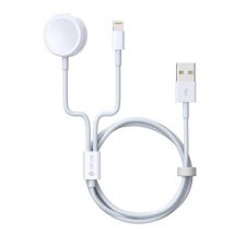 Devia Cable 2 en 1 USB-A a Inducción / Lightning para iPhone y Apple Watch Blanco - Nuevo