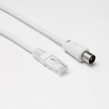 D2 Diffusion Câble RJ45 mâle vers coaxial mâle Longueur 2.00m - CAT 6 - Diamètre 9.52mm - Garantie 10 ans - Blanc