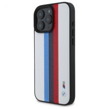 Funda BMW para iPhone 16 Pro Max 6.9 carcasa rígida blanca M Perf. Tricolor Impreso Rayas MagSafe - Nuevo