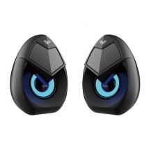 Aula N-69 Élégant Compact PC / Notebook 2.0 10W Enceintes Stéréo 3,5mm + USB RGB + Télécommande Noir