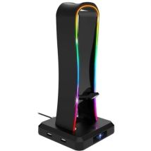 Soporte para auriculares de juego Rgb X4 Usb 2.0 Black Spirit Of Gamer Sentinel - Nuevo