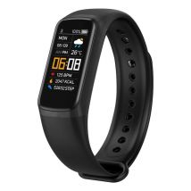 Bracelet d'activité avec moniteur de pouls, d'oxygène sanguin et podomètre Black