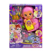 Polly Pocket Mummy Monkey and Baby Set - Aventuras en la jungla - Nuevo