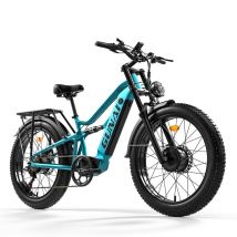 Vélo de montagne électrique GUNAI-M2 à double moteur 1500 W 26 pouces à gros pneus avec batterie 48 V 17,5 Ah à suspension complète