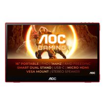 AOC 16G3 téléviseur et moniteur portables Moniteur portable Noir, Rouge 39,6 cm (15.6 ) TFT 1920 x 1080 pixels