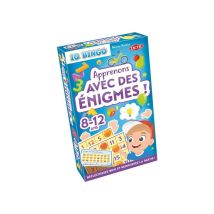 Jeu de société Tactic IQ Bingo Apprenons avec des énigmes, 2 à 6 joueurs, 100 défis, jeu de logique pour enfants 8-12, cartes bingo et jetons, 