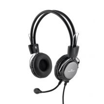 Bluestork MC-201 écouteur/casque Avec fil Arceau Bureau/Centre d'appels Noir, Argent