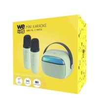 WE KIDS Mini altoparlante karaoke LED + maniglia, BT 5.4, ricaricabile, 2 microfoni con 5 suoni, verde - Nuovo