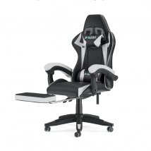 Chaise de jeu réglable en hauteur avec repose-pieds et coussin lombaire - blanc