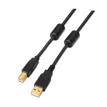 Aisens Cable de impresora USB 2.0 de alta calidad con ferrita - Tipo A macho a tipo B macho - 3,0 m - Color negro - Nuevo