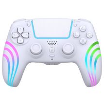 Mando inalámbrico Alpha Omega Players para PS4 y PC Rainbow Led Blanco - Nuevo