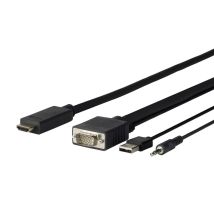 Vivolink PROVGAHDMI5 câble vidéo et adaptateur 5 m HDMI VGA (D-Sub) + 3.5mm + USB Type-A Noir