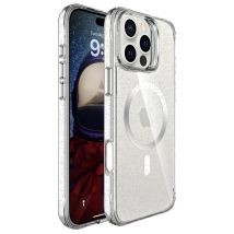 imoshion Coque arrière transparente Pailletée avec MagSafe pour Apple iPhone 16 Pro - Argent
