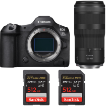 Cámara híbrida Canon EOS R5 Mark II + RF 100-400mm f/5.6-8 IS USM + 2 SanDisk 512GB Extreme PRO UHS-II + Ebook 20 consejos para fotos que impactan - 