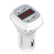 Borofone Cargador Coche con 2 puertos USB-A y pantalla LCD Carga Rápida Blanco - Nuevo