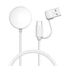 imoshion Câble de chargement pour Apple Watch USB-C et USB-A - 1 mètre - Blanc