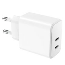 Chargeur 2 USB C 40W (20+20W) Power Delivery Blanc WOW