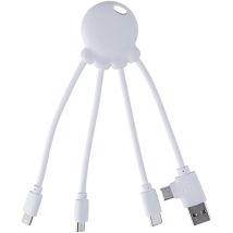 Cargador universal de plástico reciclado Ocean - Conectores USB, USB-C, Lightning, Micro USB - Compatible con todos los smartphones - Octopus OBP 