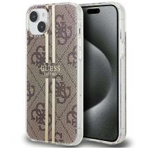 Étui Guess pour iPhone 15 Plus 6.7 marron étui rigide IML 4G Gold Stripe