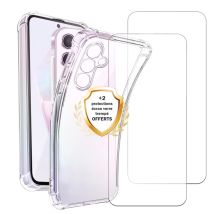 EVETANE Coque Samsung Galaxy A55 Antichoc coins renforces Silicone + 2 Vitres en verre trempe Protection ecran