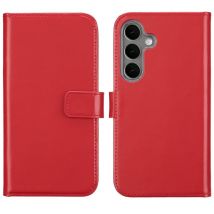 Selencia Étui portefeuille en cuir véritable pour Samsung Galaxy S25 Plus - Rouge