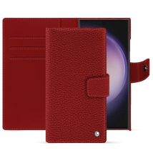 Étui portefeuille cuir Samsung Galaxy S24 Ultra - - Rouge - Cuir grainé