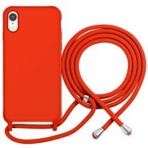 Coque pour iPhone XR en TPU Premium Color Lace avec Cordon Tour de Cou Rouge