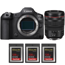 Fotocamera mirrorless Canon EOS R5 Mark II + RF 24-105mm f/4 L IS USM + 3 SanDisk 128GB Extreme PRO CFexpress Type B + Ebook 20 consigli per foto che 