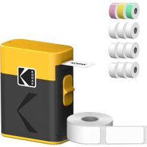 KODAK Memo Label ERA M50 Bundle - Imprimante d'Étiquettes Sans Fil + 13 Rouleaux Sticker , Bluetooth, iOS/Android, Impression en 5s, 4 Couleurs de 