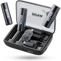 Micrófono inalámbrico Boyalink V2 24 bits, alcance 300 m, autonomía 30 h, USB-C y TRS 3,5 mm, 2 transmisores incluidos - Nuevo