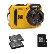 KODAK Pixpro Pack WPZ2 + 2 Batteries + 1 carte SD - Compact 16M Pixels, étanche à 15m, Anti-Choc, Video 720p, Ecran LCD 2,7 - Batterie Li-ion - Jaune