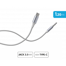 Force Power Cable de audio de USB-C a conector de 3,5 mm con tejido de nailon reforzado de 1,2 m Blanco - Nuevo