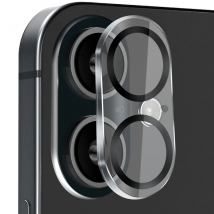 Crong Vidrio Templado Cámara para iPhone 16 / 16 Plus Protector de Lente Ultra Resistente Negro transparente - Nuevo