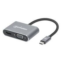 Manhattan 130691 station d'accueil Avec fil USB 3.2 Gen 1 (3.1 Gen 1) Type-C Gris